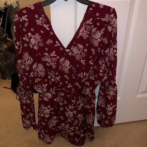 Maroon and white flowered charlotte rouse romper!